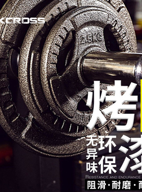烤漆杠铃片手抓哑铃家用组合套装奥杆大孔铁芯加重举铸铁重片