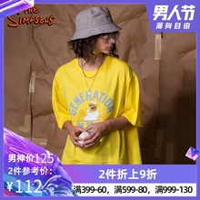 新款 情侣款 休闲夜光字母印花体恤潮 辛普森一家短袖 T恤男2019秋装
