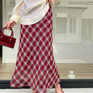 童心夏上新复古格子印花半身裙 BQ2673 不含任何配件