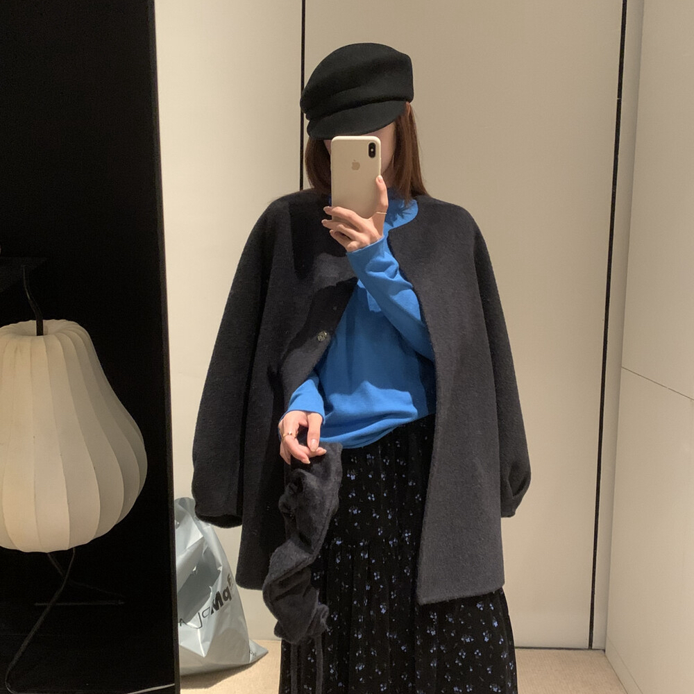 童心甜美花苞净版显瘦羊毛外套(配围脖)(含68.2羊毛)1-A20M568W6