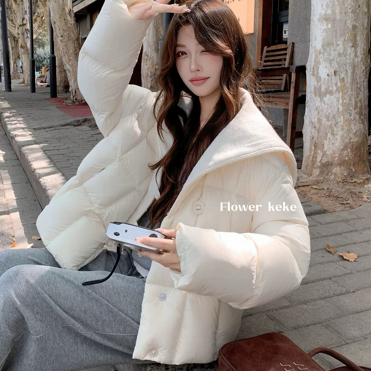 童心家款羽绒服宽松巨好看羊绒翻领羽绒服羽绒服HHml24528