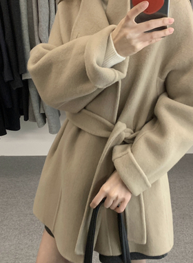 童心小众设计系高级感气质一粒扣中长款羊毛外套(配腰带)N81071