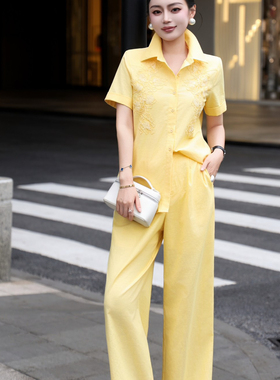 童心设计店夏上新高端贴花绣潇洒帅气两件套套装套装Y20100