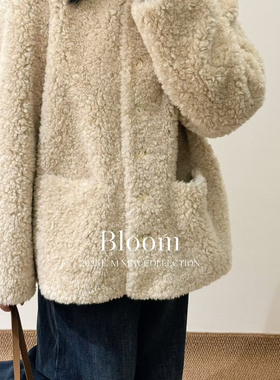 童心冬上新翻领百搭双口袋毛绒羊毛外套（含100羊毛）82568