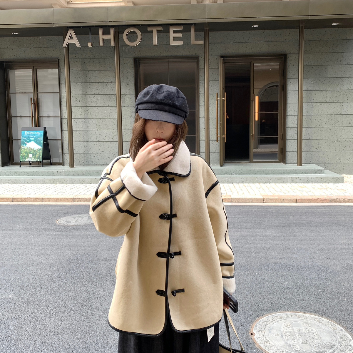 童心家长加绒加厚皮毛一体短外套配包包含10羊毛PM8014