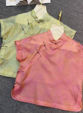 童心店026夏上新真丝色织花萝纱新中式轻国风百搭小衫YS245-G401