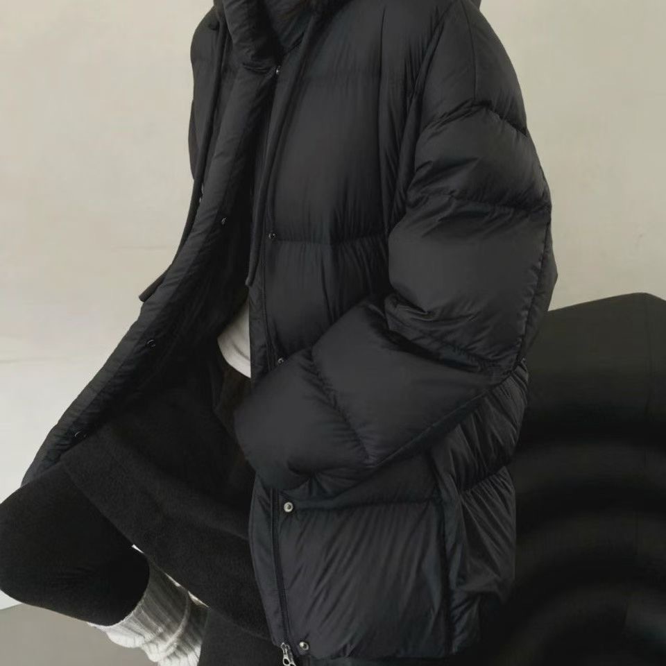 童心年新款白鸭绒泡芙羽绒服女中长款加厚连帽羽绒服外套F0867