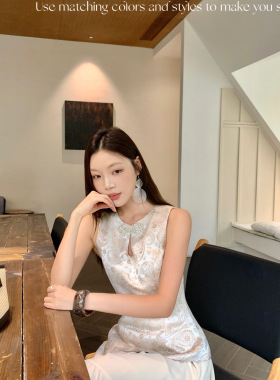 童心OWENANA杏粉含嫣·圆领旗袍扣人丝修身A摆新中式优雅淑女短款