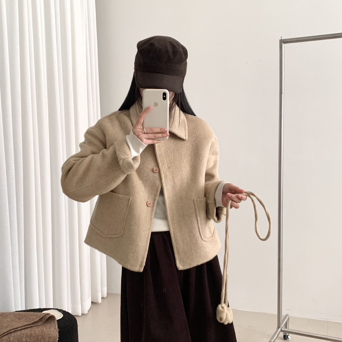 童心龄花苞点缀设计超温柔显瘦羊毛外套（含68.6绵羊毛）111813BB