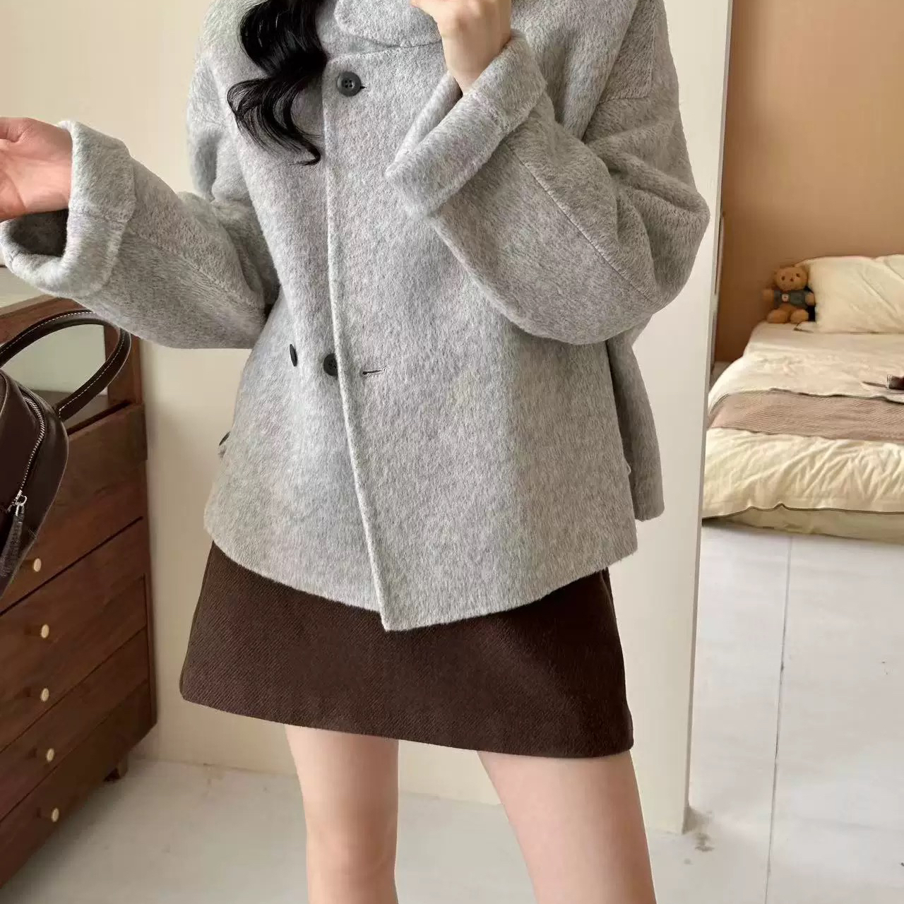 童心家设计感洋气减龄气质宽松小个子羊毛外套（含100羊毛）35582