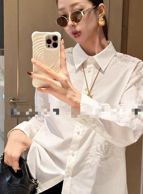 童心设计店蕾丝镂空刺绣花朵气质衬衣显瘦百搭时尚减龄衬衫A9980