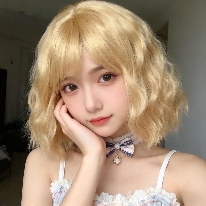 cd变装泡面卷短发伪娘假发女装大佬仿真短卷发男娘变装整顶全头套图片