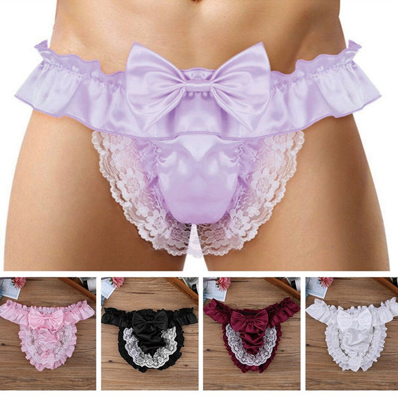 性感蕾丝花边伪娘大码内裤男士情趣短裤蝴蝶女装大佬三角裤荷叶边,女士内衣/男士内衣/家居服,男三角内裤,淘宝优惠券,粉丝福利购,淘宝优惠卷