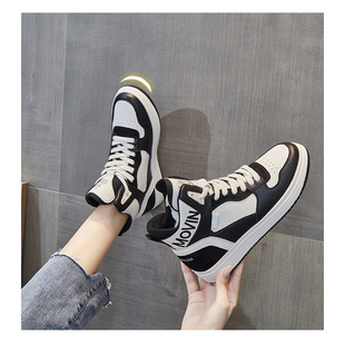 真皮爆款高帮鞋女鞋2025新款秋冬加绒软底不累脚休闲小白运动板鞋