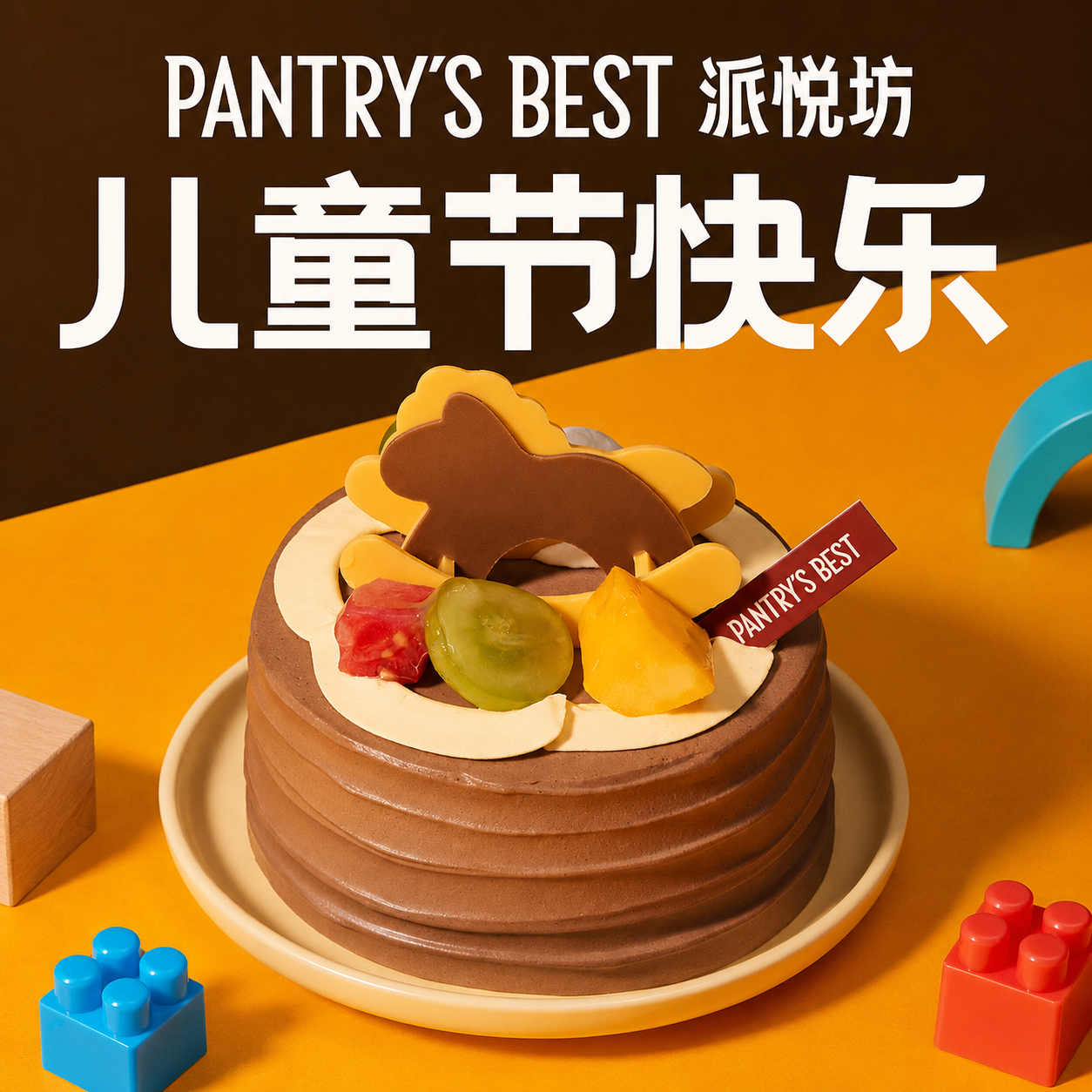 派悦坊儿童生日小蛋糕木马造型巧克力小甜品奶油同城配送北京上海