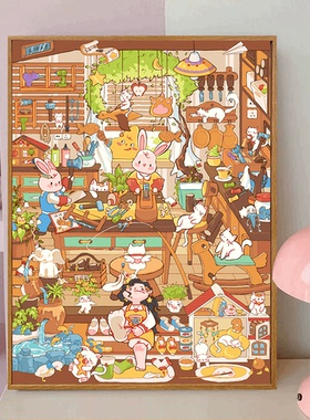 【猫咪木匠屋】大颗粒diy数字油画丙烯手工治愈减压填色装饰画