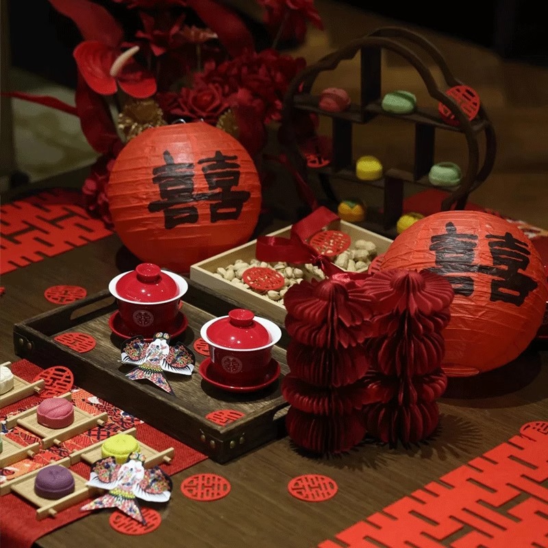 结婚装饰茶几装扮客厅摆件婚房