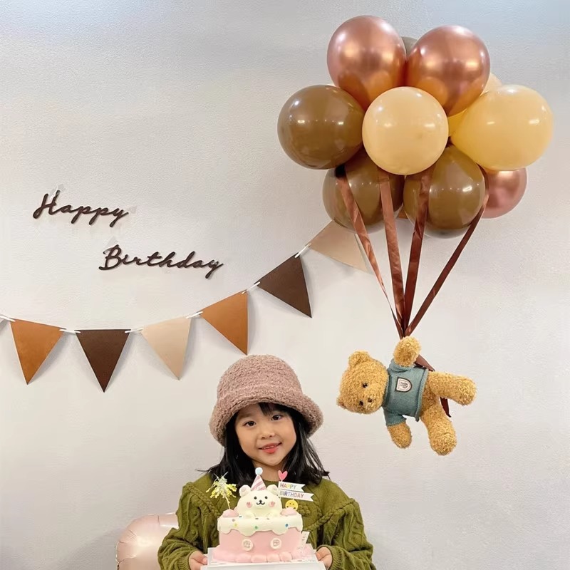 网红周岁生日场景布置小熊气球装饰儿童宝宝男女孩快乐派对背景墙