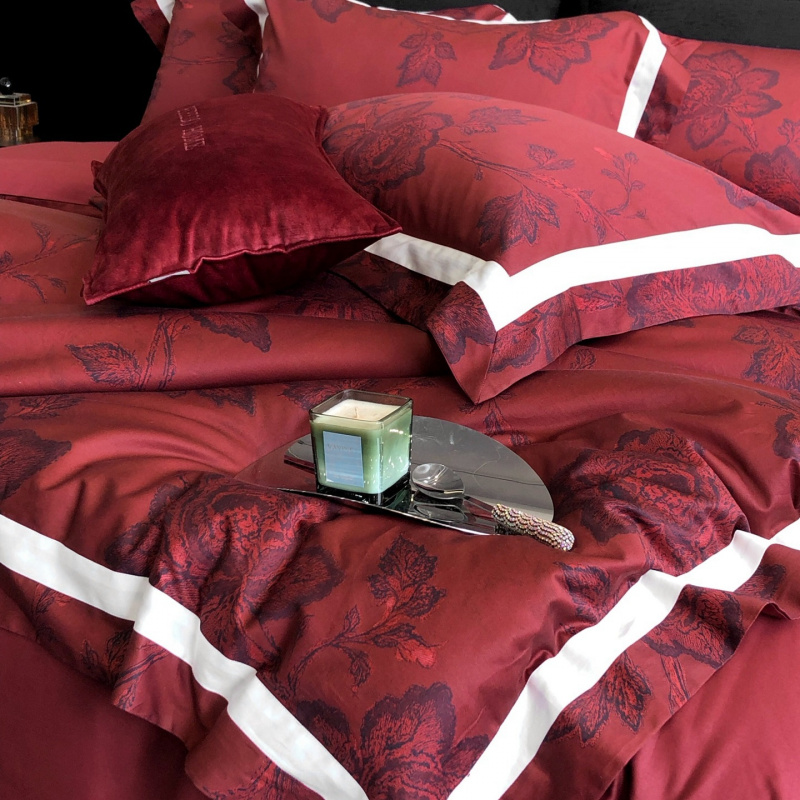 100S简约匹马棉四件套刺绣纯色棉