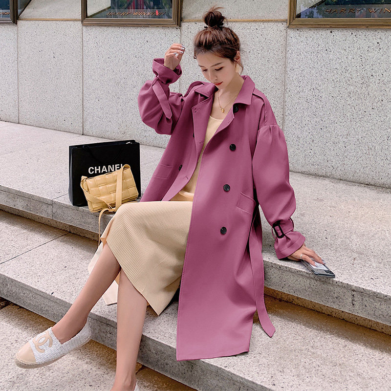 风衣女中长款2020新款秋装韩版宽松chic双排扣气质流行英伦风大衣