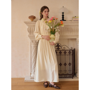 SimpleRetro春日长梦 羊毛法式复古维多利亚长袖连衣裙女a字裙子