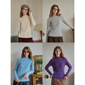 女修身 半高领羊毛针织打底衫 内搭毛衣 基础款 SimpleRetro海德公园