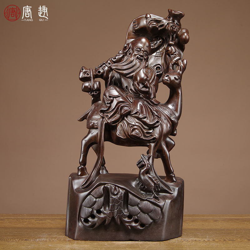 寿星公摆件装饰品生日黑檀木雕