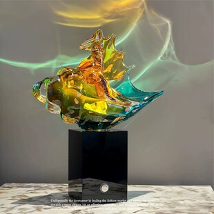 七彩水晶琉璃海螺台灯高级感现代轻奢玄关酒柜家居摆件卧室床头灯