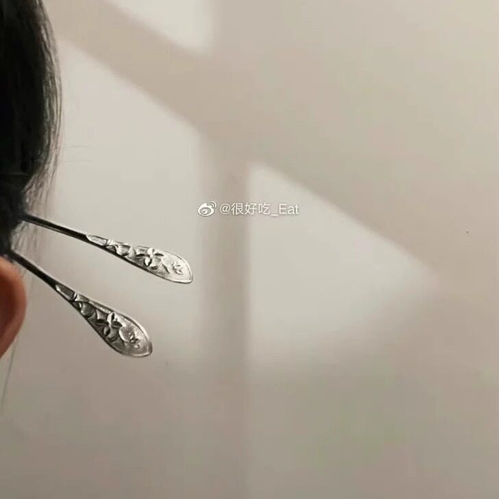 浮雕牡丹。清冷新中式旗袍盘发簪s925银国风简约气质高雅古典头钗
