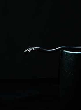 国风黑檀木嵌s925银竹叶发簪子浮雕立体竹节复古风简约盘发发钗