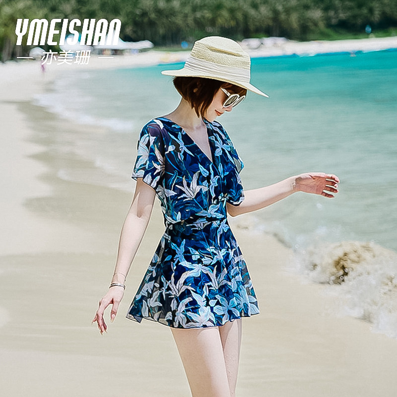 亦美珊连体泳衣女高级感2025新款泳装成人大码微胖遮肉温泉泡澡服