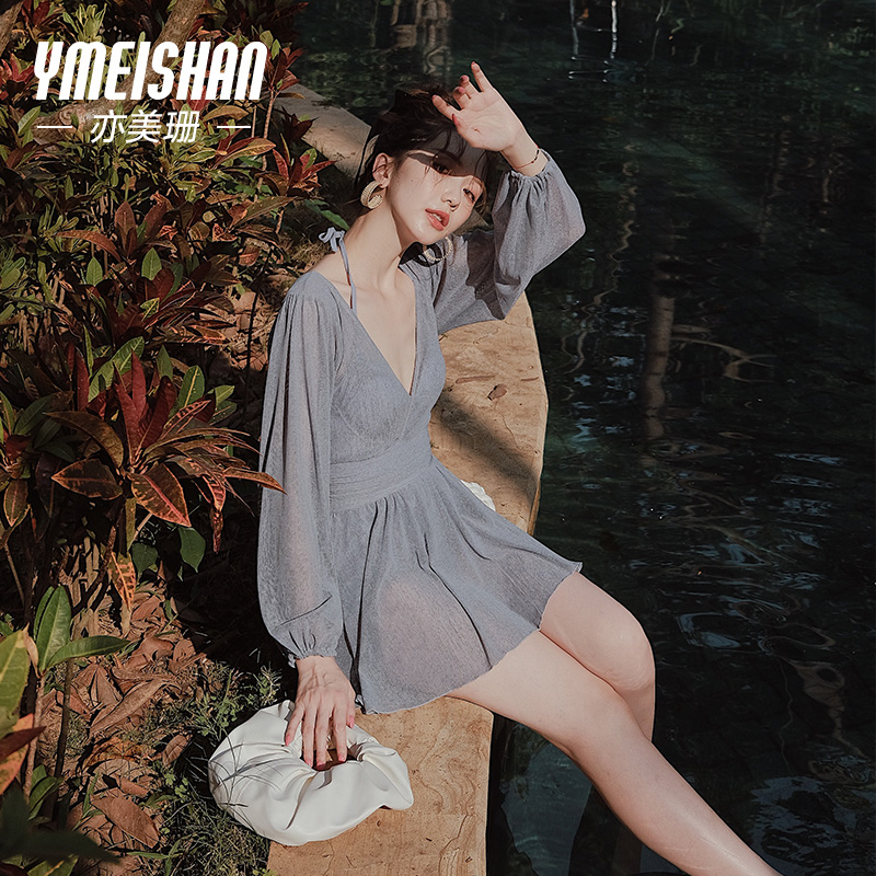 亦美珊连体泳衣女士款高级感2025新款成人大码微胖遮肉温泉泡澡服