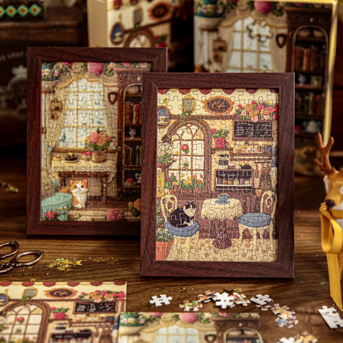 猫的亚麻手札拼图礼盒套装带相框