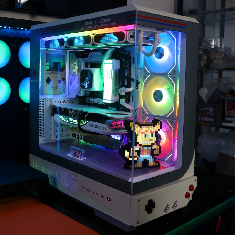 爱国者海景房像素风水冷电脑主机