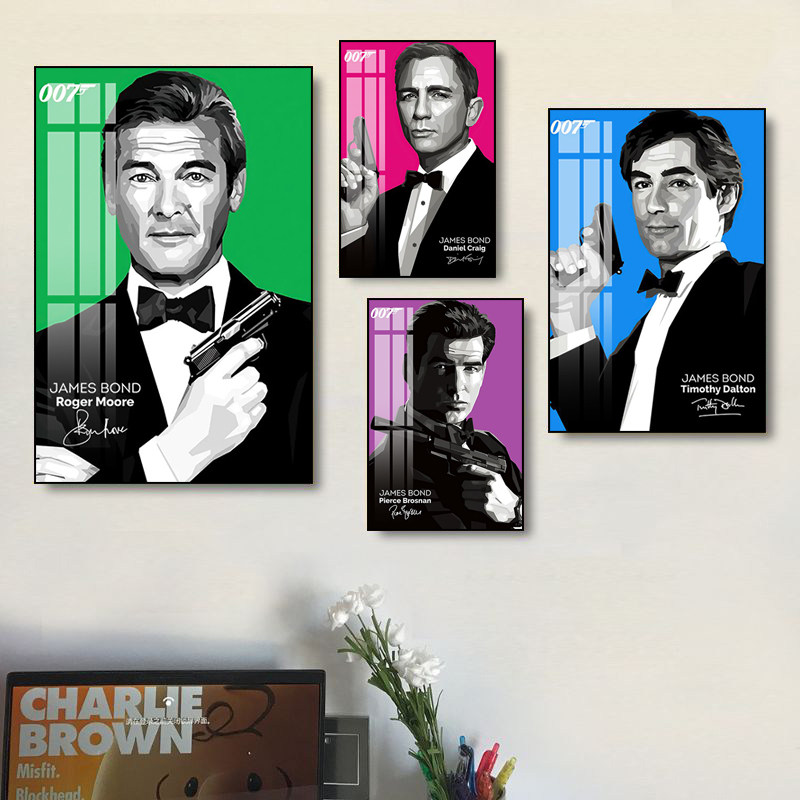 波普风007特工装饰画经典欧美电影海报挂画私人影院休闲会所壁画
