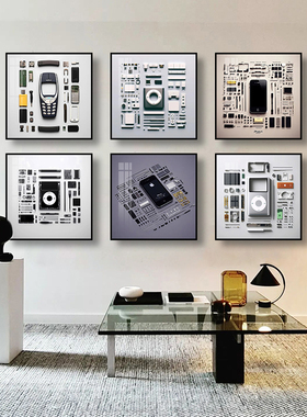 手机维修店装饰画电子数码产品分解图壁画科技办公室工作室挂画