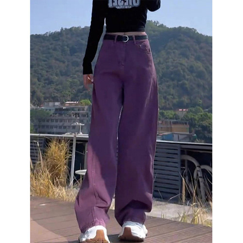 美式复古牛仔裤女2026春秋新款阔腿裤梨形身材宽松高腰显瘦弯刀裤
