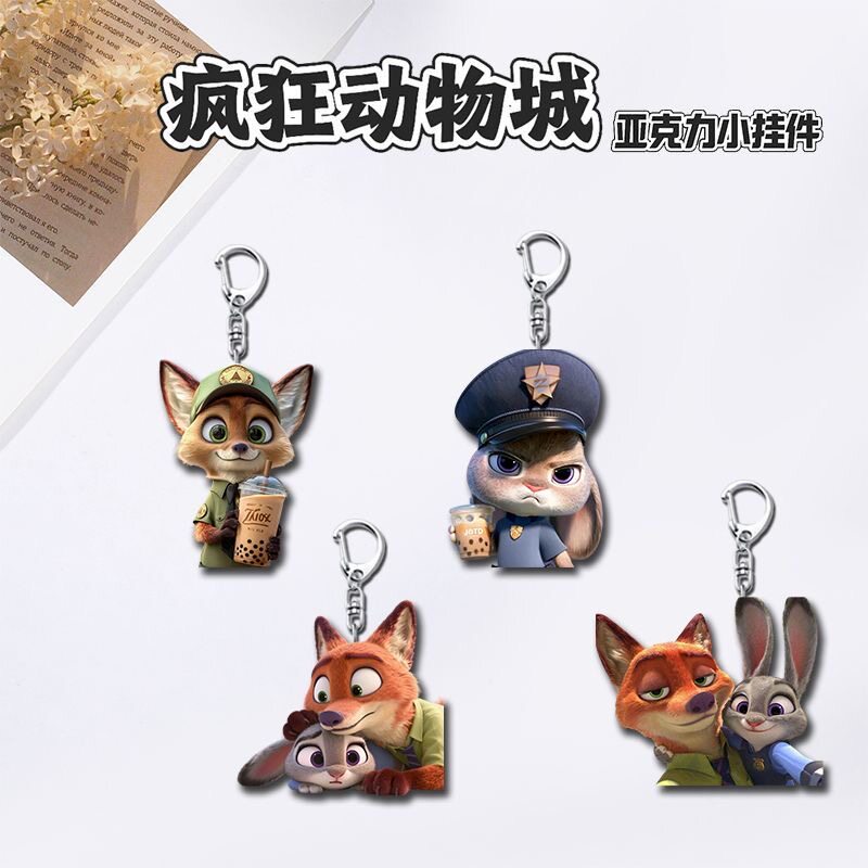 疯狂动物城尼克朱迪钥匙扣亚克力高颜值书包可爱挂件定制礼物周边
