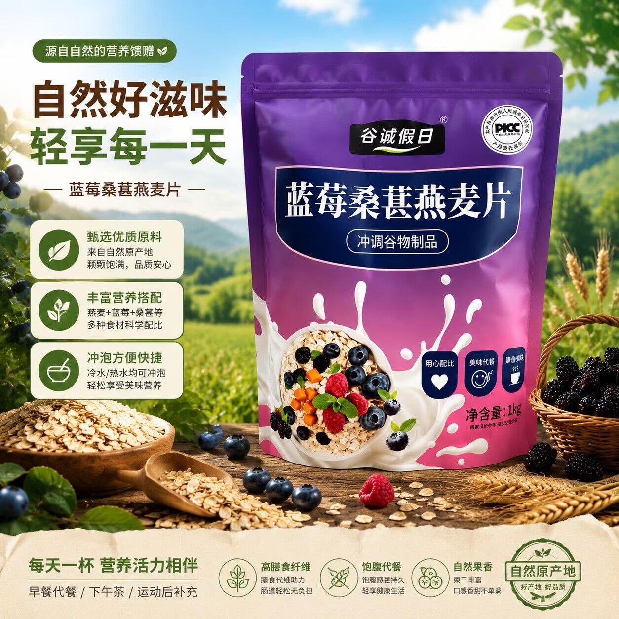 蓝莓桑葚燕麦片糖尿病控糖主食糖尿病零食糖尿病食品糖尿病老年人适合吃的食品糖友控糖专用零食糖友控糖食品大全糖尿人专用无糖食