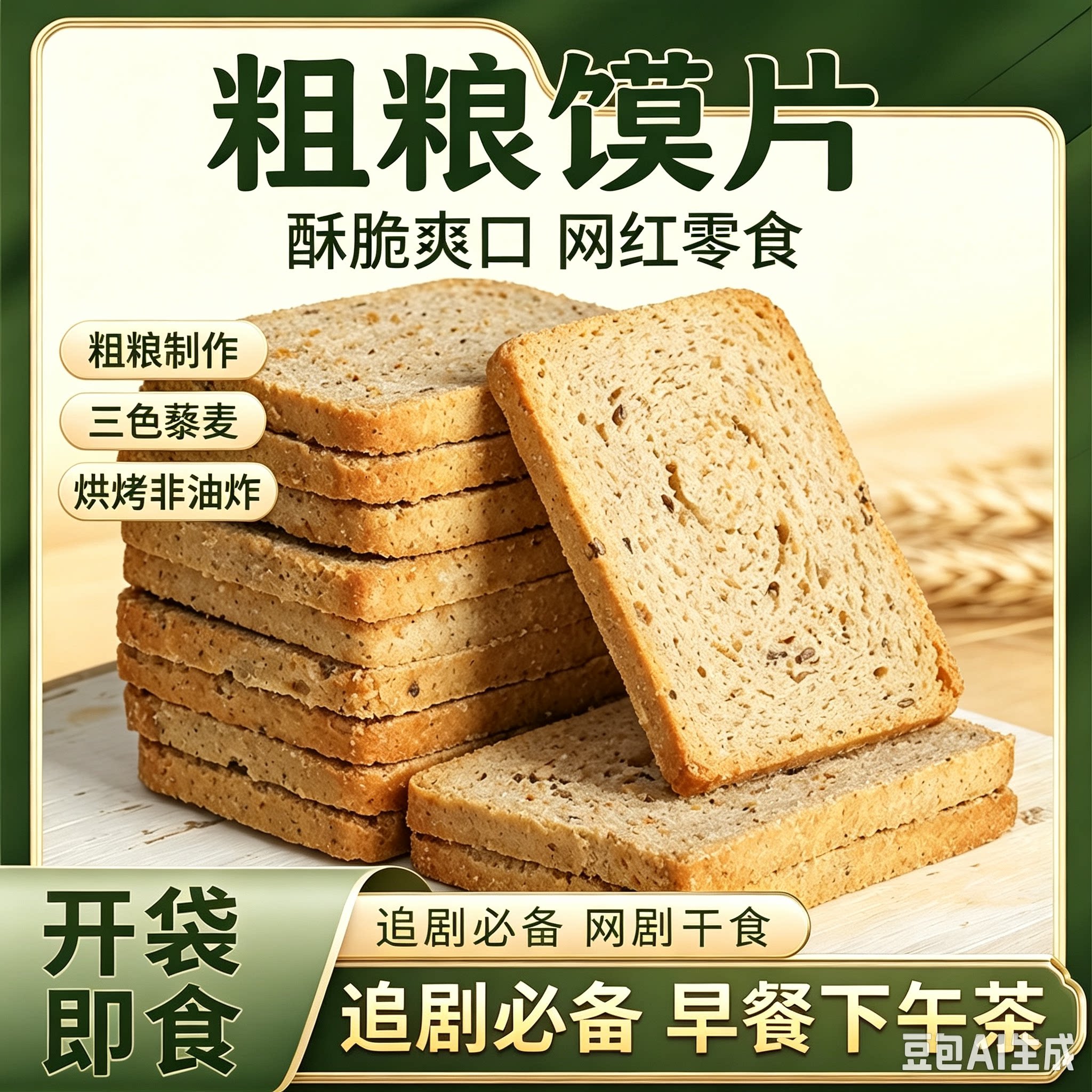 三色藜麦烤馍片全麦馒头片早餐非油炸零食无蔗糖健身代餐粗粮饼干
