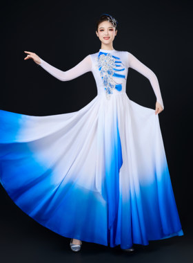 开场舞大摆裙演出服现代舞灯火里的中国歌伴舞大合唱扇子舞蹈表演