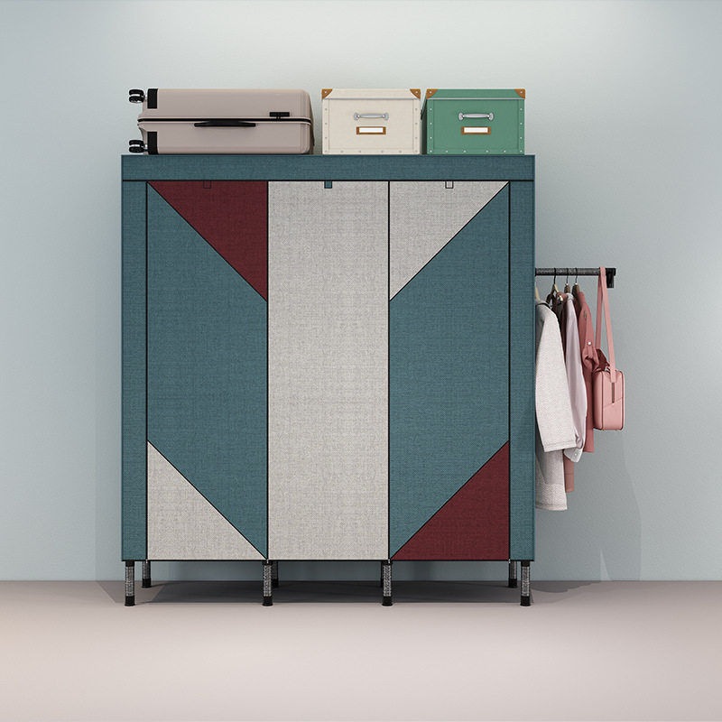 布衣柜钢管加粗加固衣架简易非实木超大组装衣柜收纳架无纺布衣橱