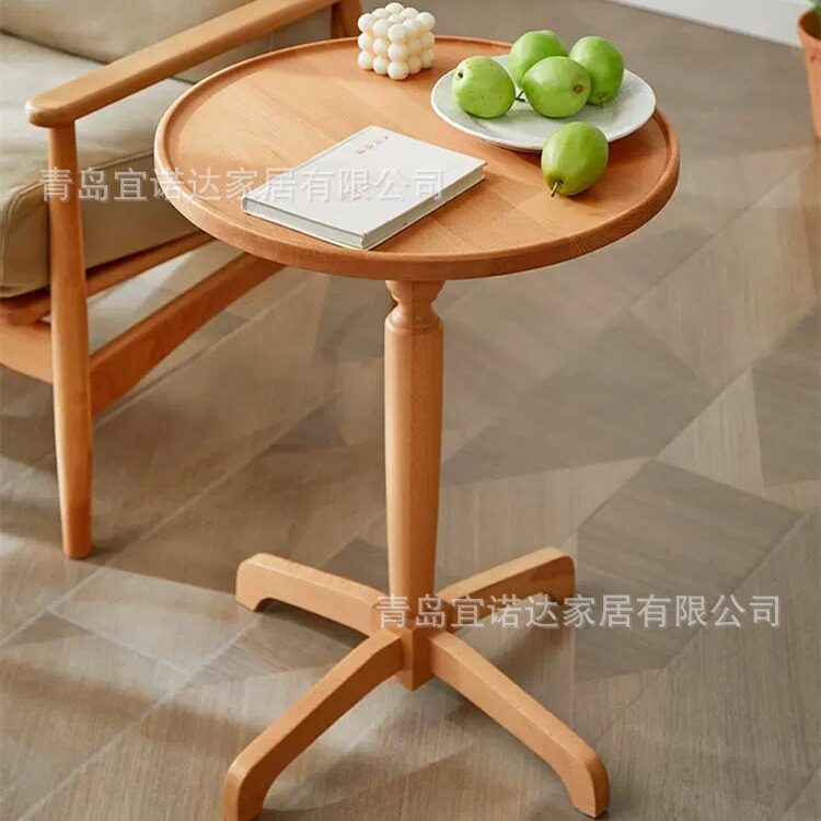 现代简约家用圆桌小边几 客厅卧室实木角几床头柜 小户型沙发边几