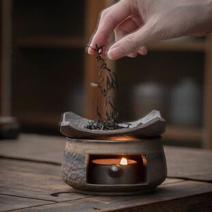 手工粗陶烘烤炉陶瓷茶叶提香器蜡烛加热烤茶炉醒香香薰炉茶道用品