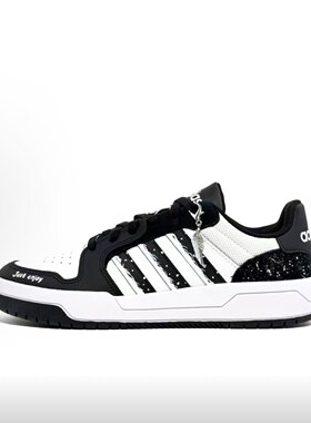 定制球鞋 adidas ENTRAP 自由之翼 手绘休闲低帮板鞋男女同款黑白