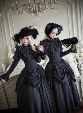 【十三团女巫定金】初代原创暗黑哥特Lolita重工提拉摆鱼骨裙衬衫