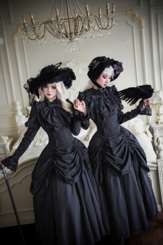 【十二团女巫归来】初代原创暗黑哥特Lolita提拉摆鱼骨裙斗篷衬衫