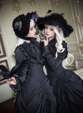 【十一团女巫尾款】初代原创暗黑哥特Lolita提拉摆鱼骨裙斗篷衬衫