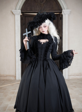 【无人区玫瑰现货】初代魔女原创暗黑哥特绣花暗纹丝绒Lolita