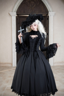 初代魔女原创暗黑哥特绣花暗纹丝绒Lolita 无人区玫瑰尾款